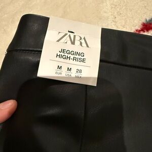 ZARA Black Faux Leather Pants size Medium